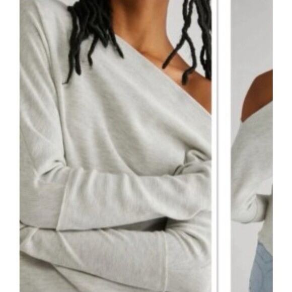 WE THE FREE NWT Gigi Off the Shoulder Ribbed Top Women's Size Small Gray - Picture 1 of 10